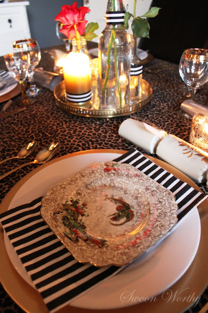 Christmas Table: Black and White and Leopard Print all over