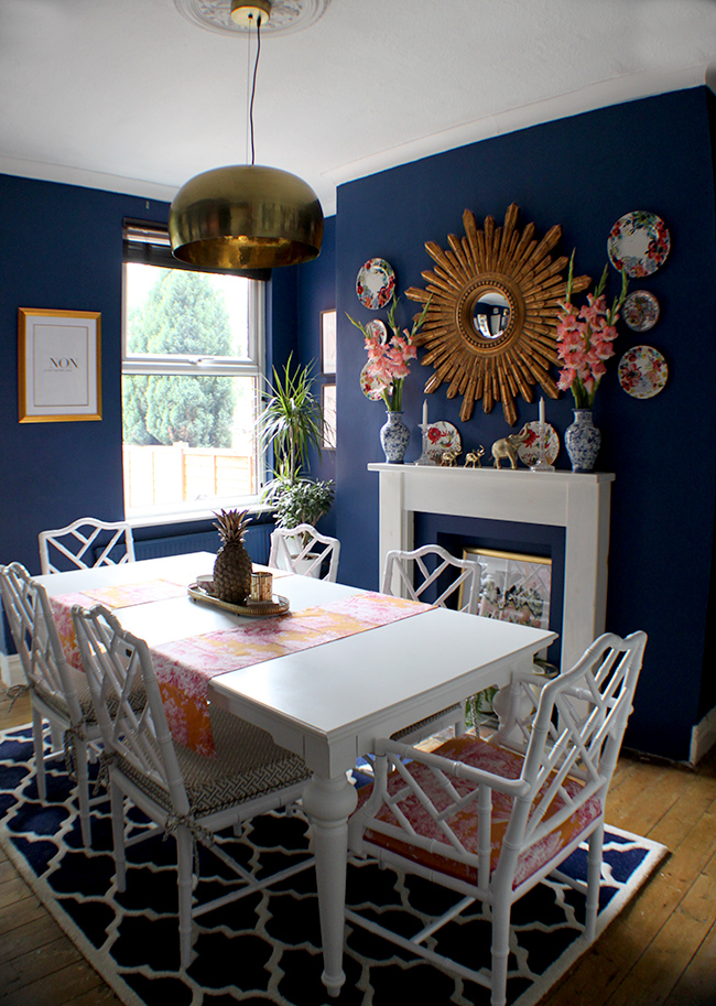 dark blue dining room