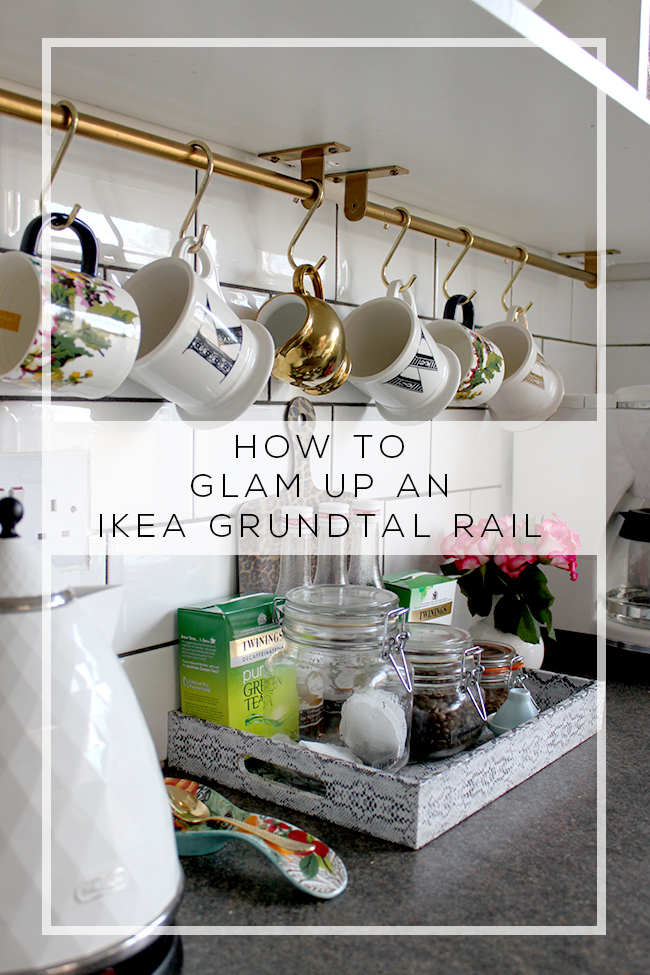 Looking for a new way to display your kitchen accessories? Find out how to glam up a Ikea grundtal rail with my super simple tutorial.