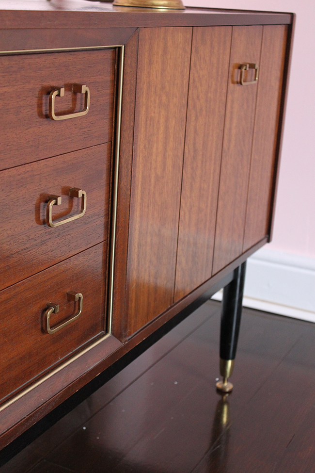 Mid century sideboard with brass detail