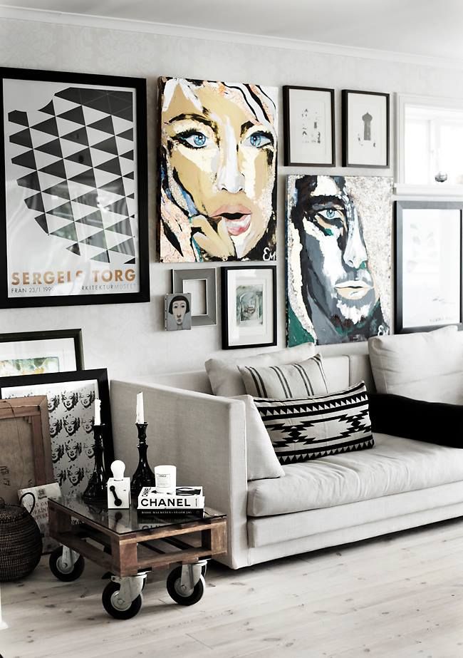 black and white gallery wall
