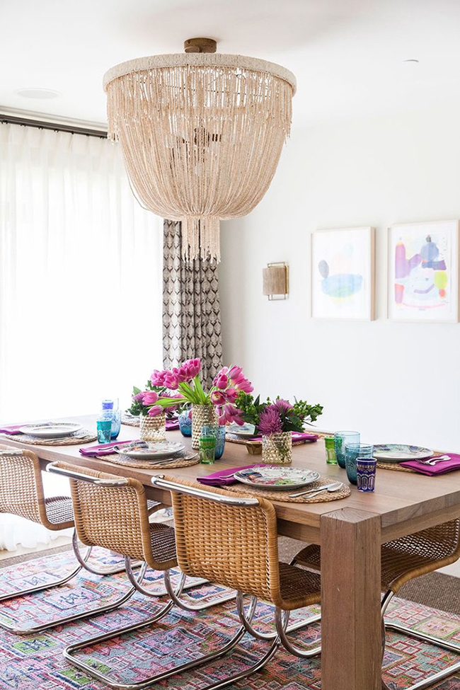oversized lighting in the dining room