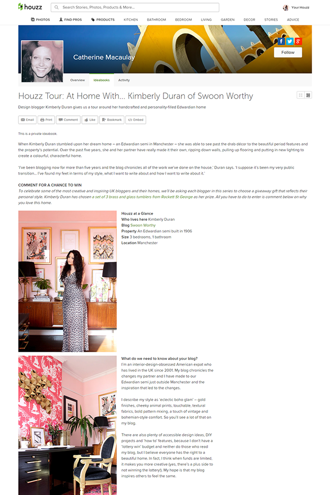 Houzz Tour At Home With... Kimberly Duran of Swoon Worthy
