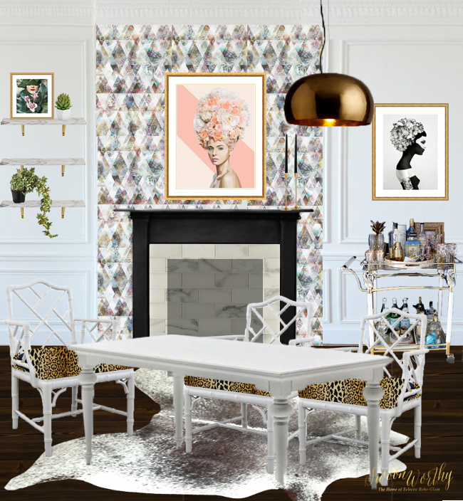 Swoon Worthy Dining Room Design with feature wall wallpaper