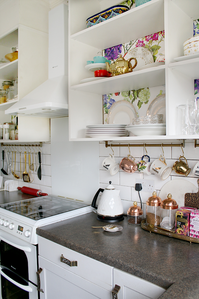white kitchen with subway tile and colourful accents - see more at www.swoonworthy.co.uk