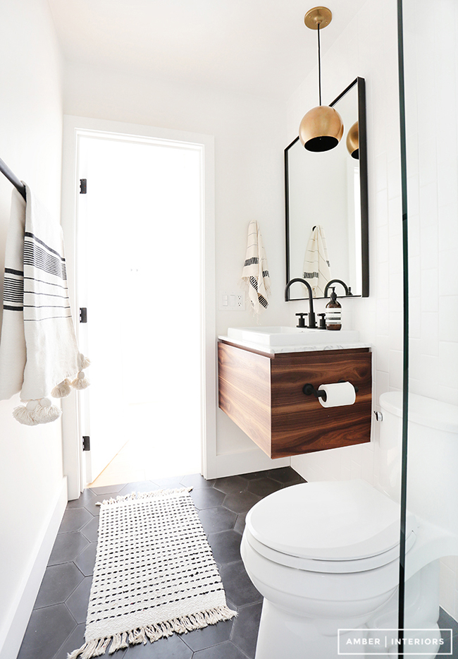 black-white-and-wood-bathroom-with-black-taps