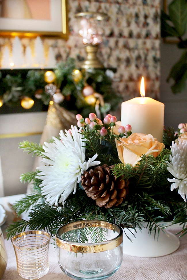 How to create a glam Christmas table setting on a budget with DIY Floral centrepiece