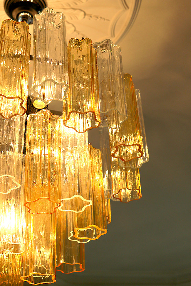 Murano Glass Chandelier in amber and transparent glass