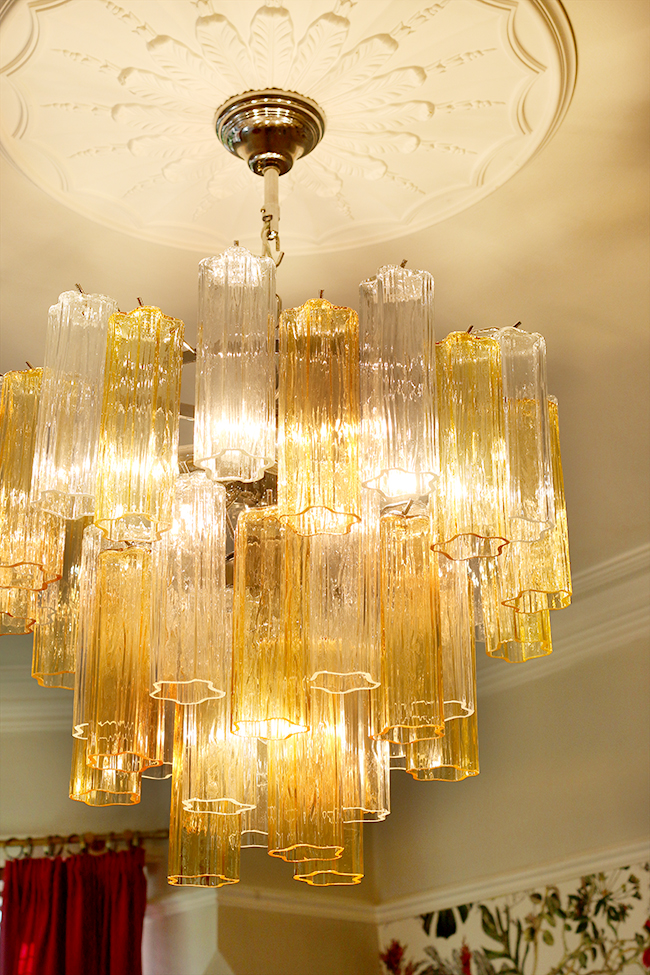 Murano Glass Chandelier in amber and transparent glass
