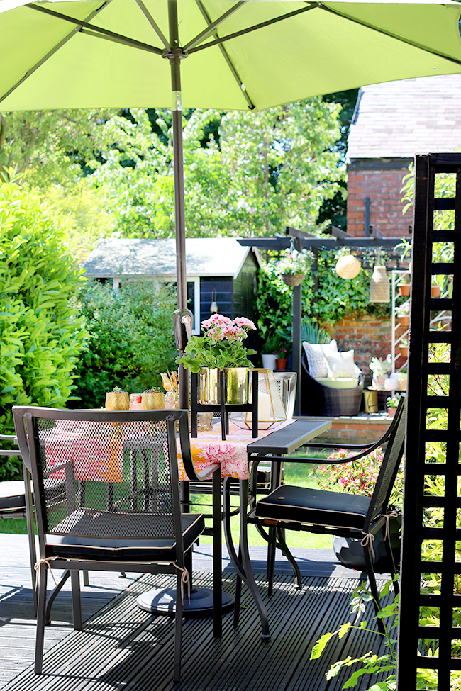 small garden design in Edwardian semi with two separate seating areas