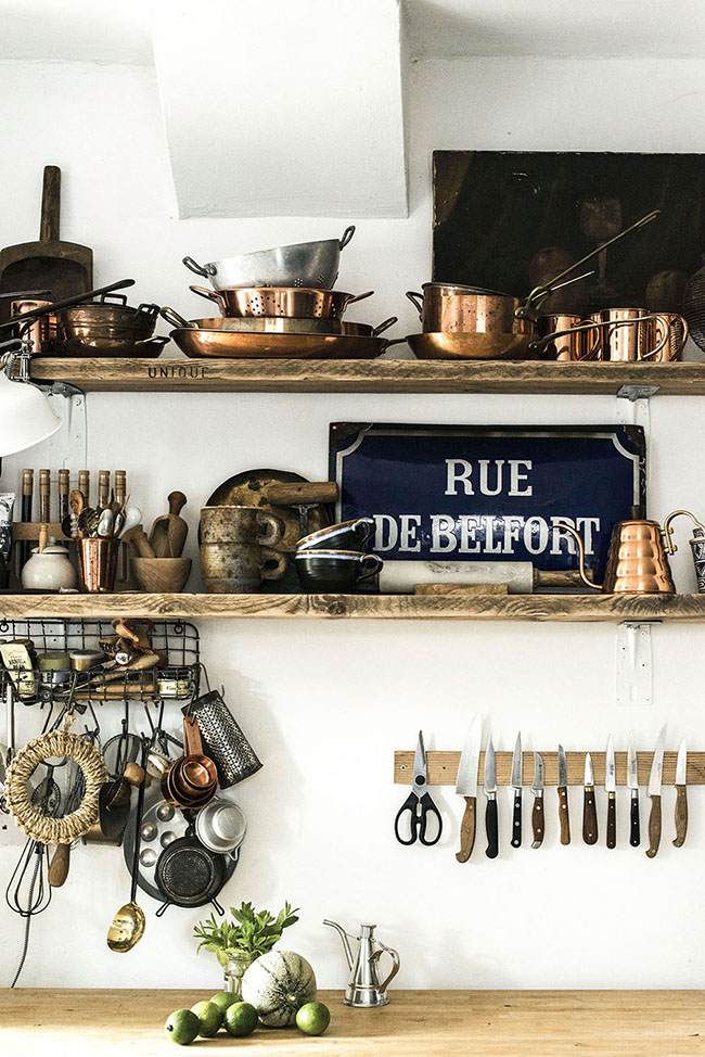 Installing open shelving can really help to make the most of the space within a small kitchen.