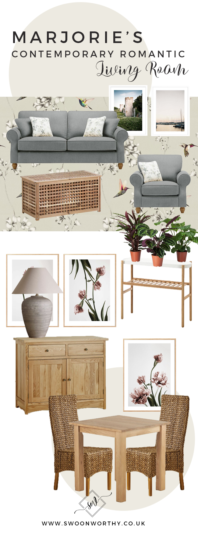 Contemporary Romantic Living Room Moodboard Swoon Worthy