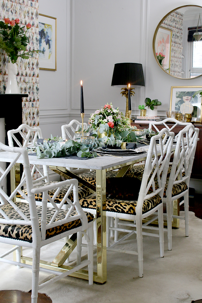 Boho Glam Dining Room with beautiful Autumn tablescape
