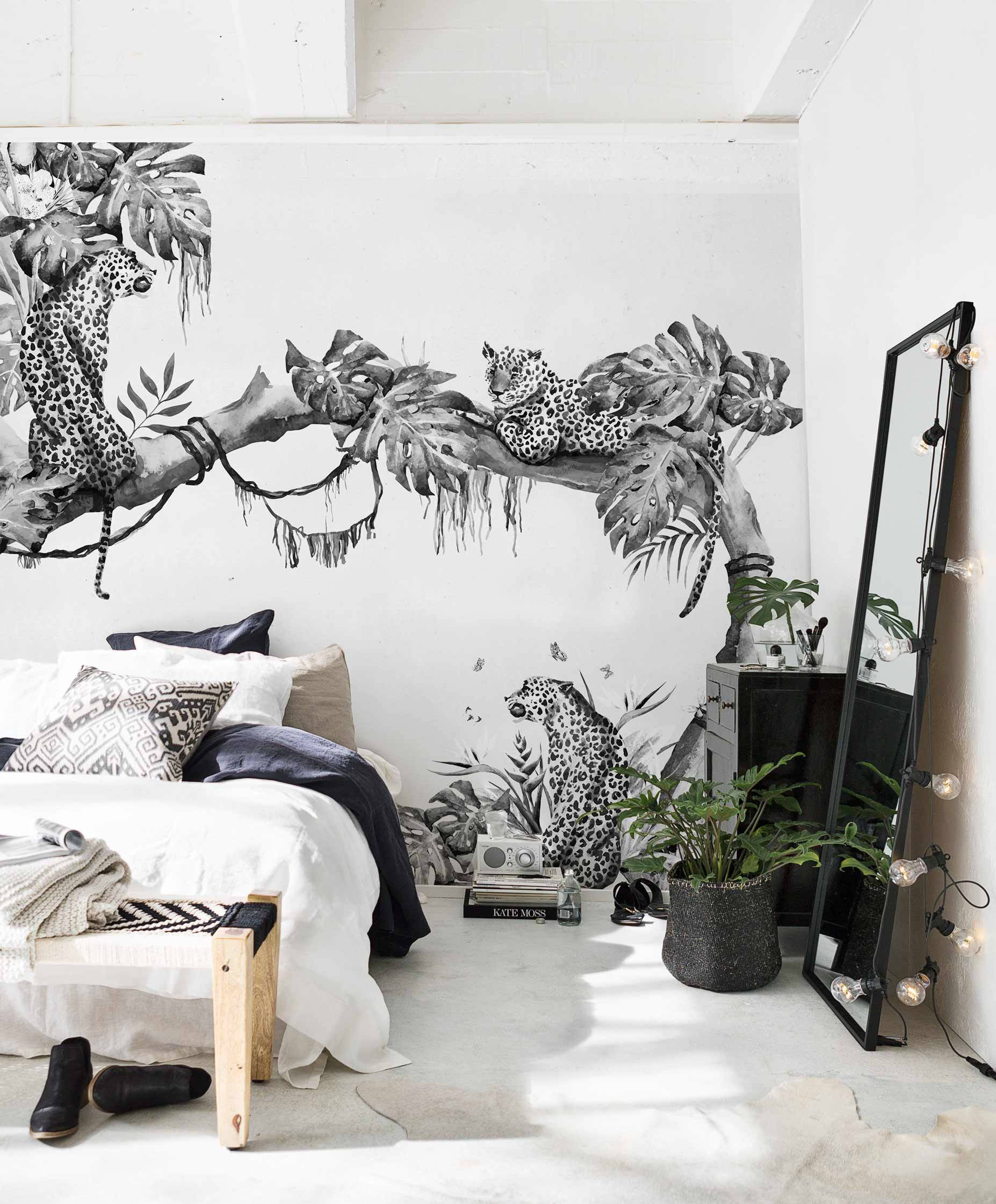 Tropical Cheetah Wall Mural from Bloomsy Wallpapers on Etsy
