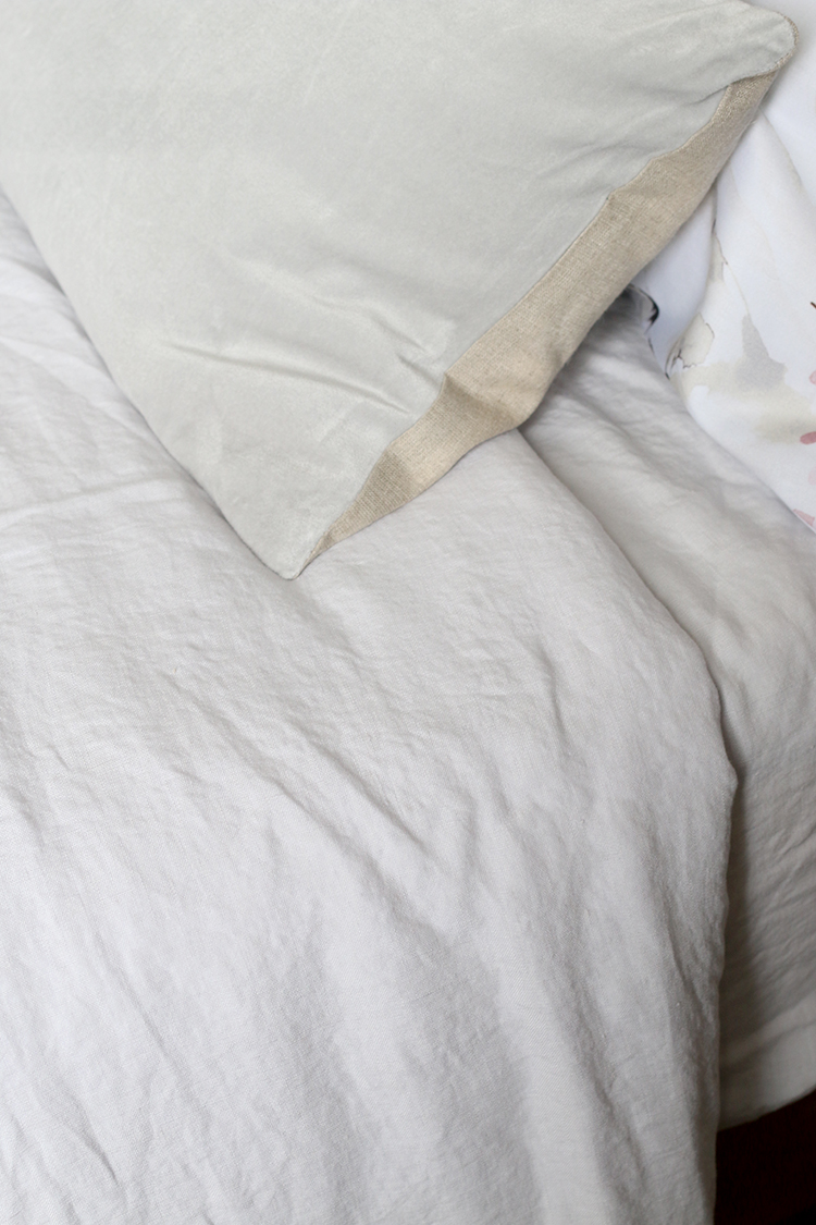 belgian linen bedding in dove grey from Christy