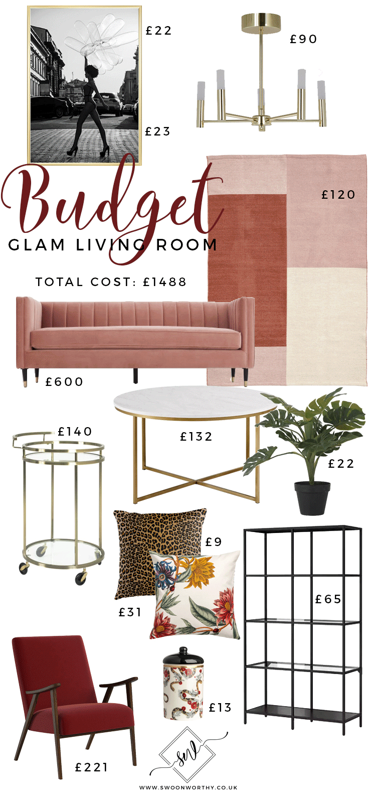 1 Glam Living Room with 3 budgets Gif
