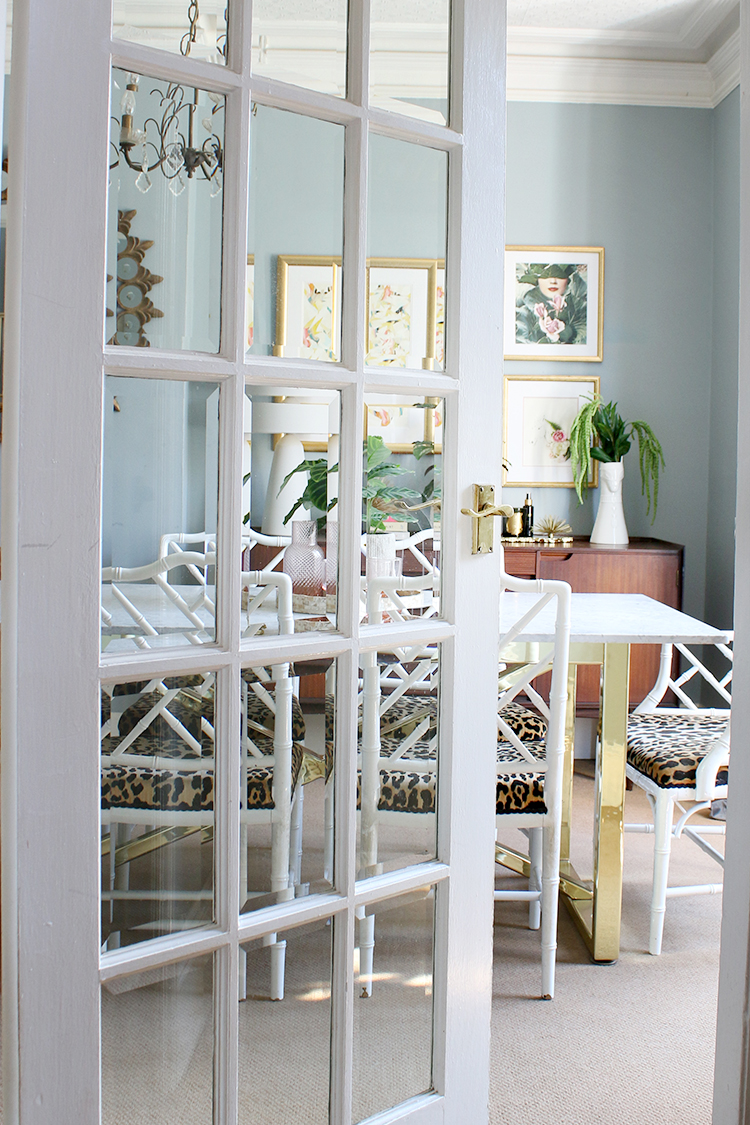 dining room with glass door