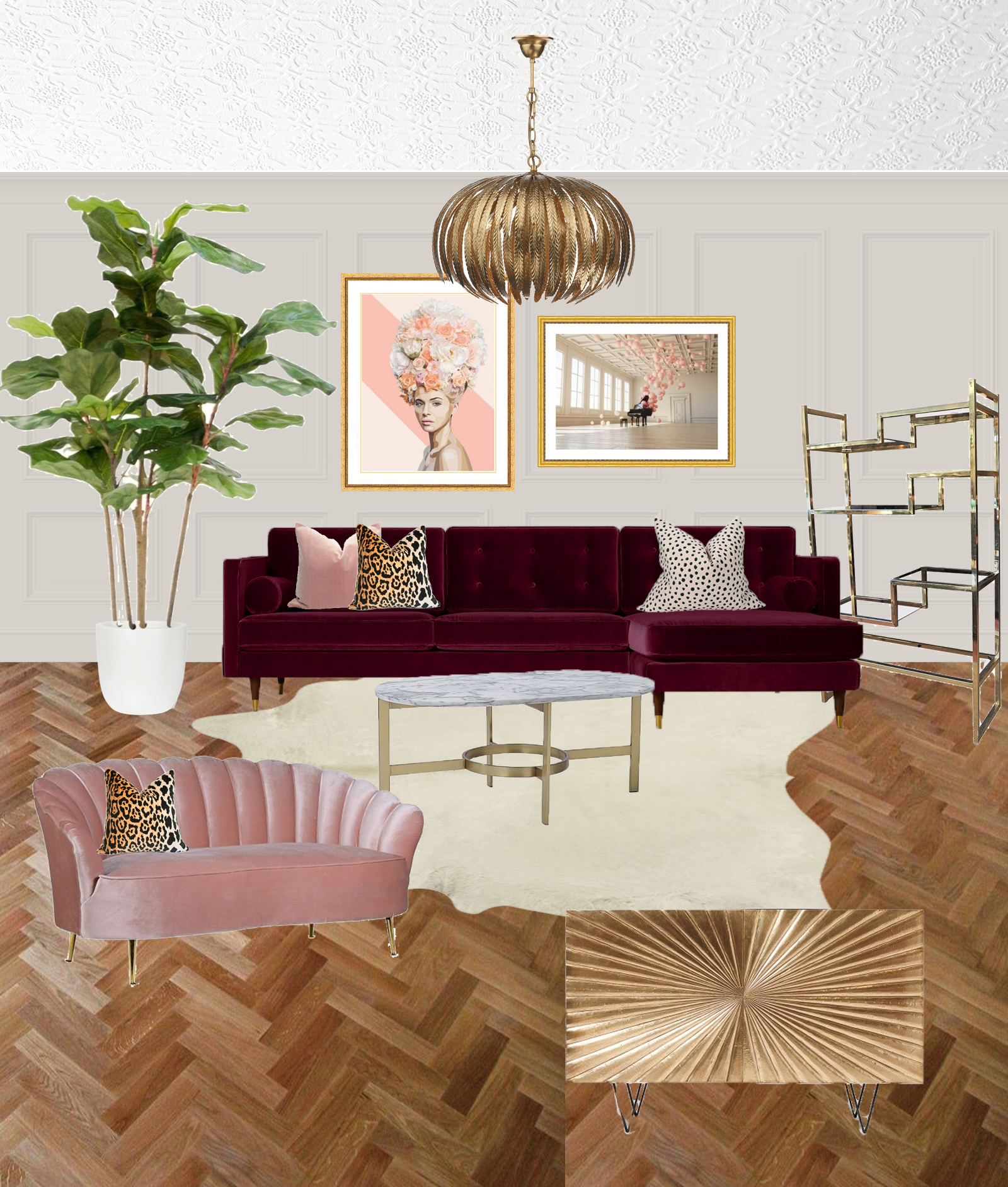 Living Room Moodboard Eclectic Glam