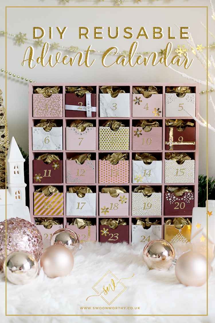 Glam Pink and Gold DIY Reuseable Advent Calendar