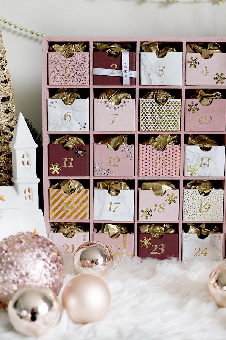 Glam pink and gold reusable DIY Advent Calendar tutorial