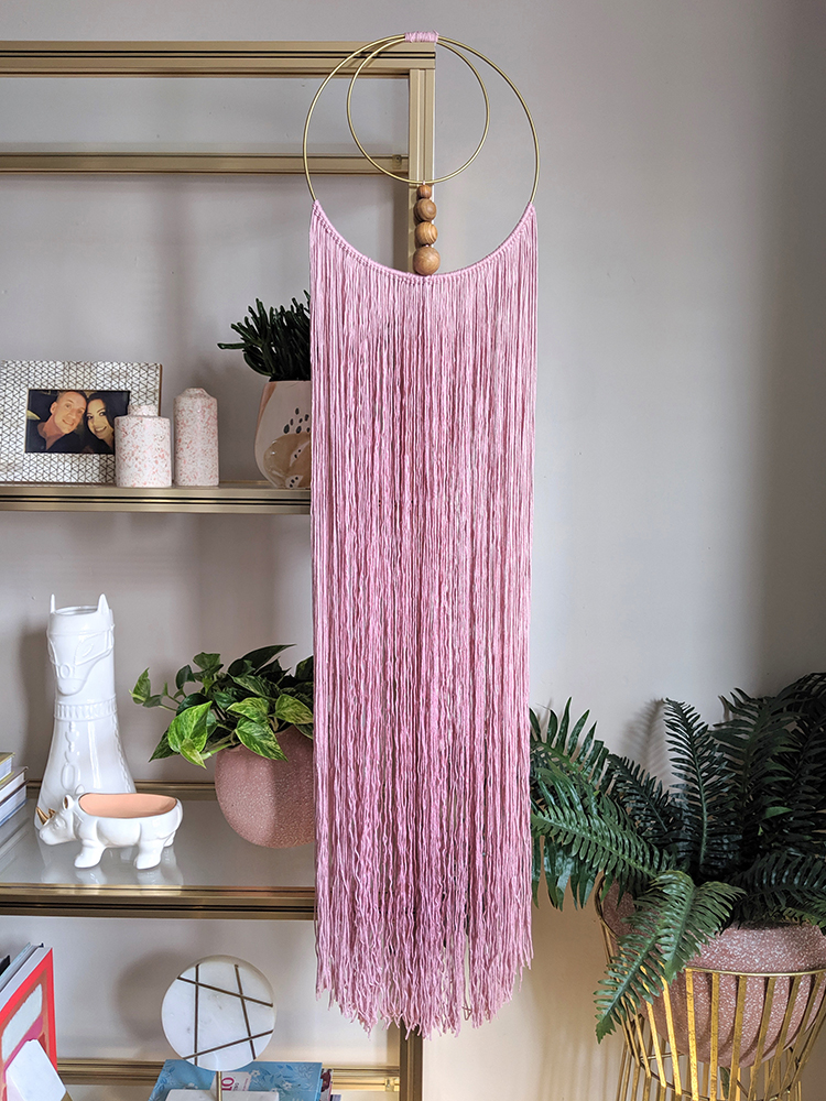 DIY Double Gold Hoop Fringed Wall Hanging 1