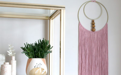 DIY Double Gold Hoop Fringed Wall Hanging