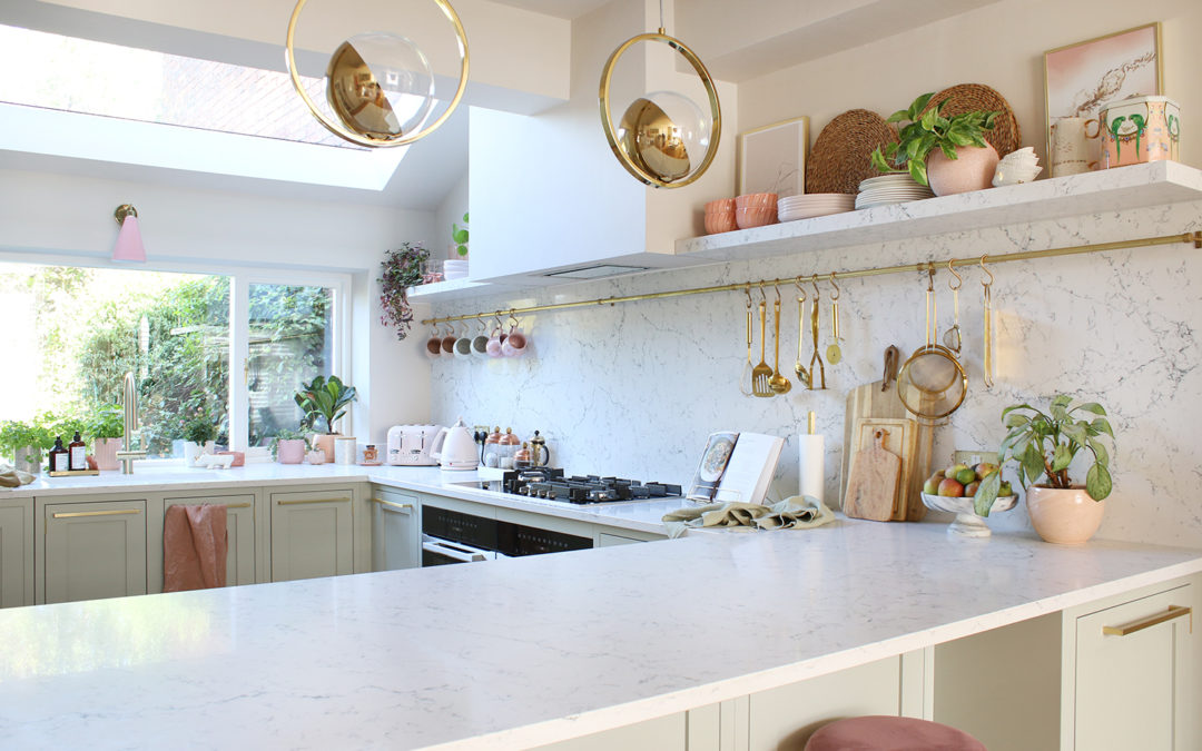 Renovation Complete: The Reveal of Our Green Pink and Gold Kitchen