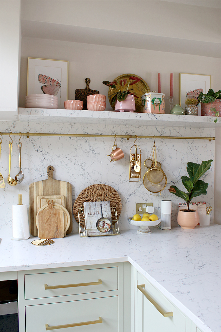 styled kitchen shelves