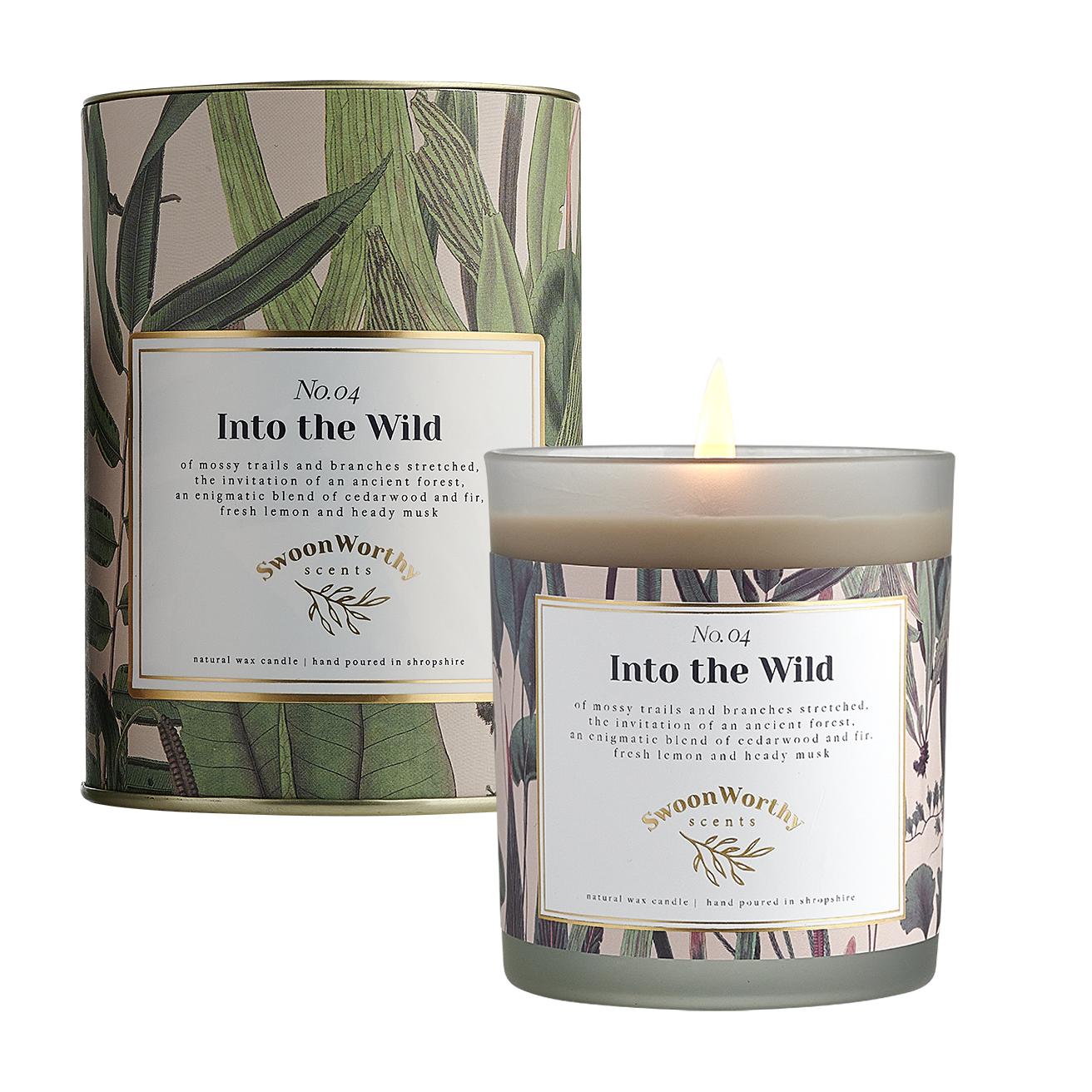 No 4 Into the Wild Candle lit & Packaging square