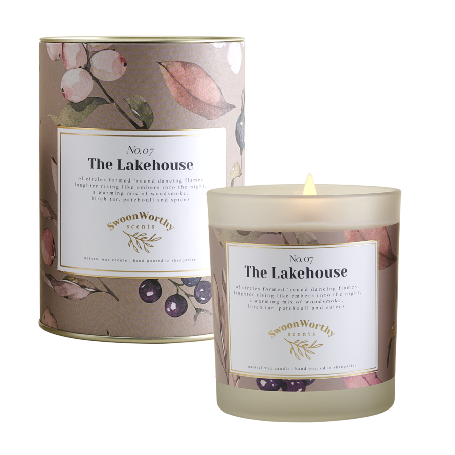 No 7 The Lakehouse Candle lit & Packaging square