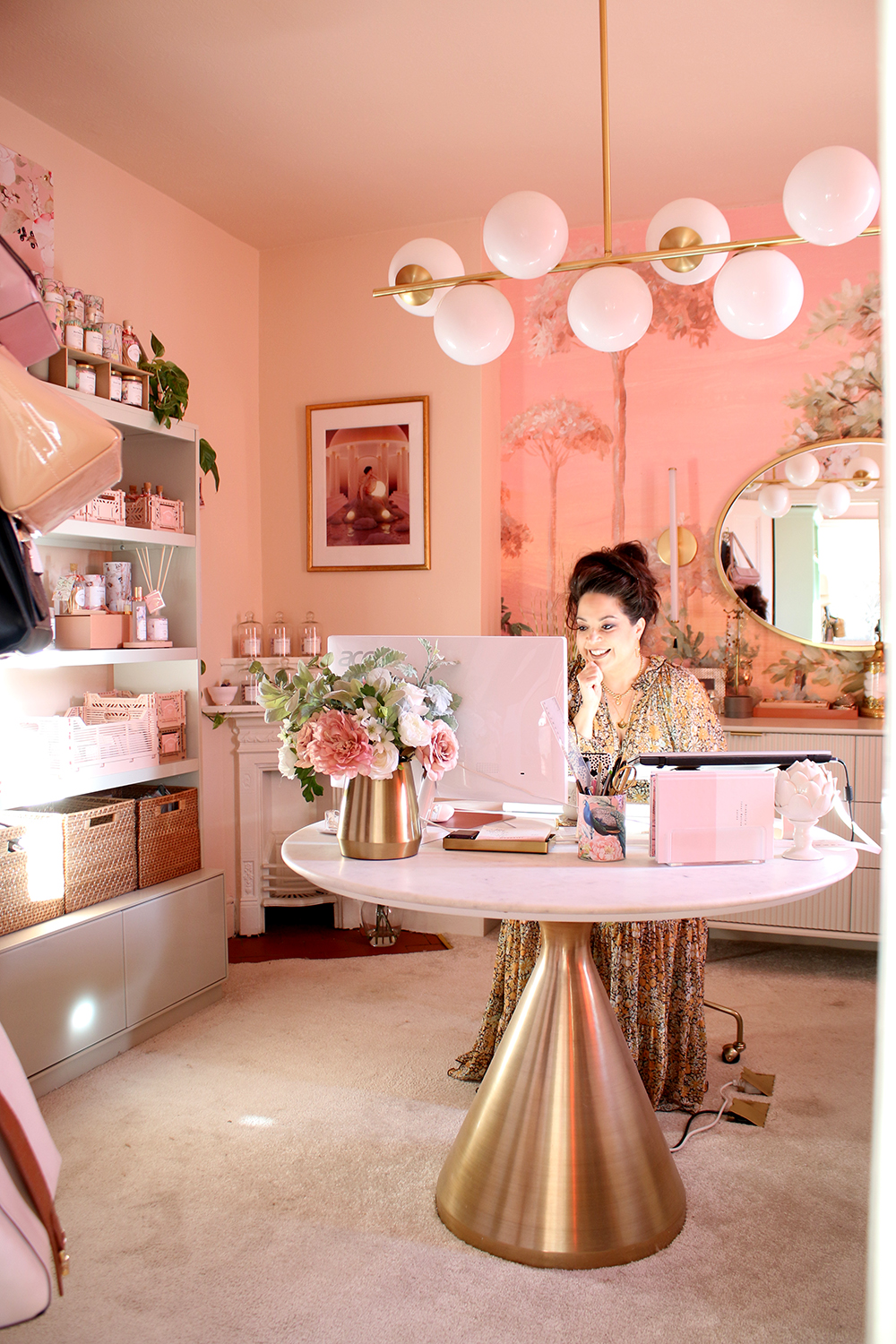 Kimberly Duran's swoon-worthy peach and pink office