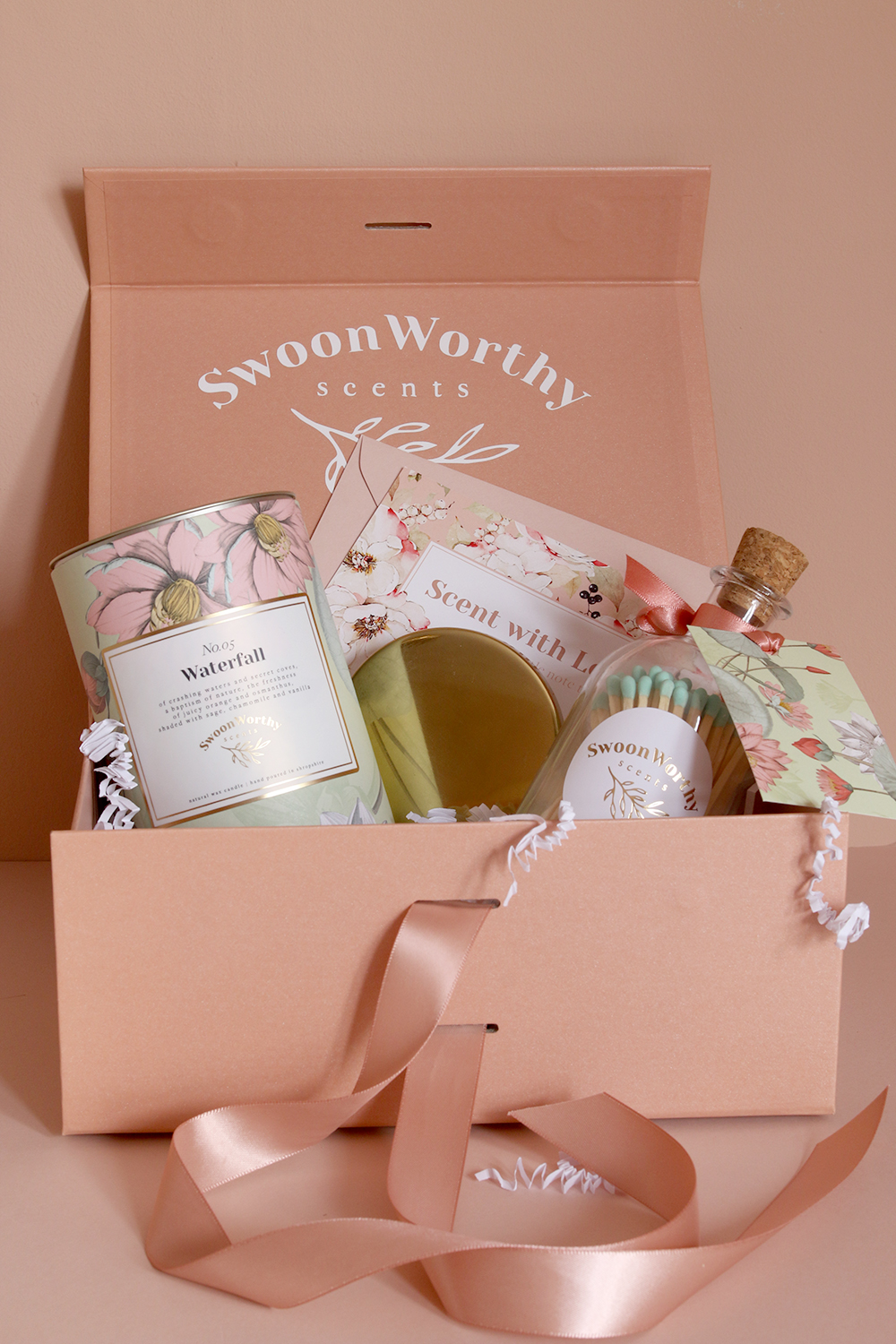 single candle gift box bundle with matches